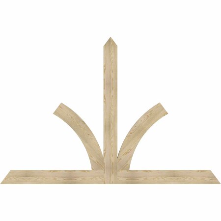 Ekena Millwork Richland Rough Sawn Timber Gable Bracket, Douglas Fir, 96"W x 64"H x 2"D x 6"F, 16/12 Pitch GBW096X64X0206RIC00RDF
